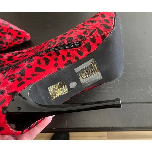 Jeffrey Campbell Temptation Stiletto Bootie's, Red Cheetah  11 Sexy Boots - Picture 12 of 16